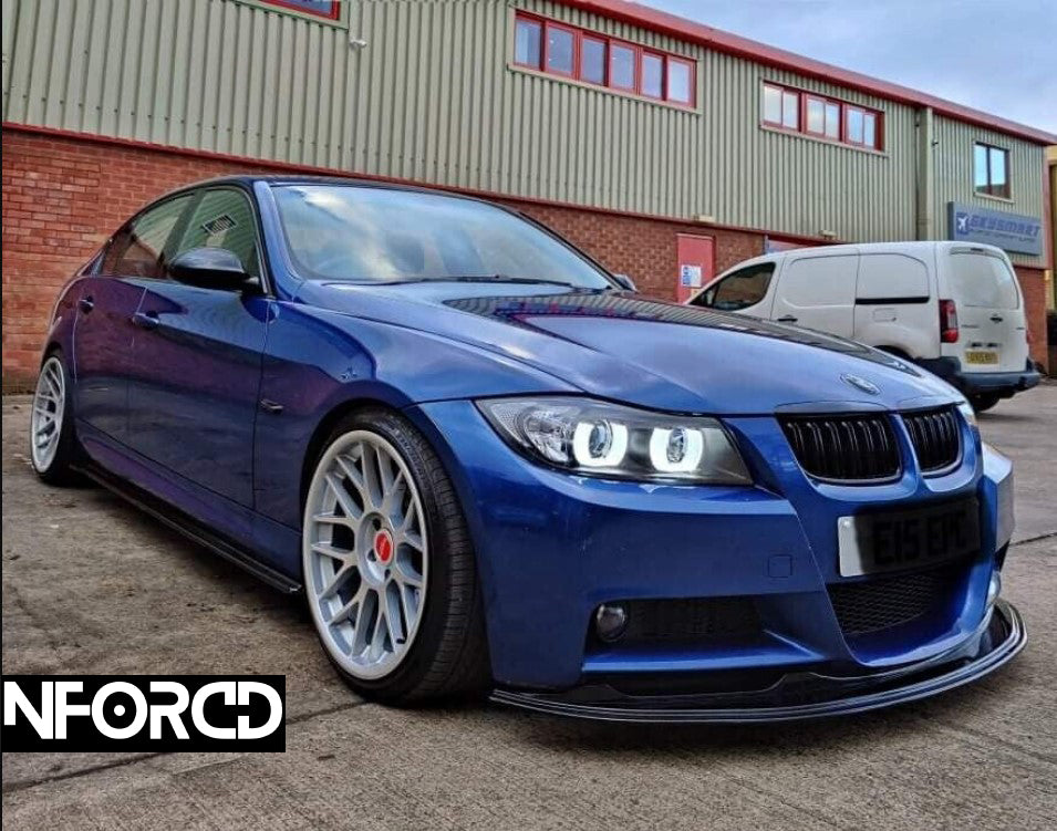 BMW 3 Series E90 E91 M Sport Pre LCI 2005-2008 Front Splitter Lip, Side Skirt Extensions & Rear Spats Kit - Gloss Black ABS, UK Made, Fitting Bolts Included