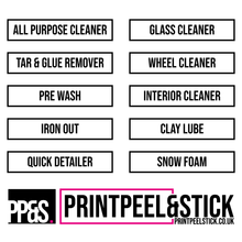 Load image into Gallery viewer, Vehicle Cleaning / Detailing Spray Bottle Label Set
