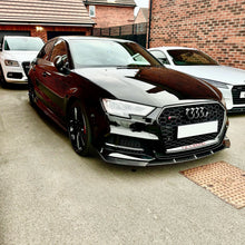 Load image into Gallery viewer, V Style Carbon Fibre Front Splitter for Audi A3 Saloon S Line &amp; S3 16-19
