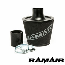 Load image into Gallery viewer, JS-070-BK-KIT - 70mm OD Neck - Black Large Aluminium Base Cone Filter With Silicone Coupler- Universal
