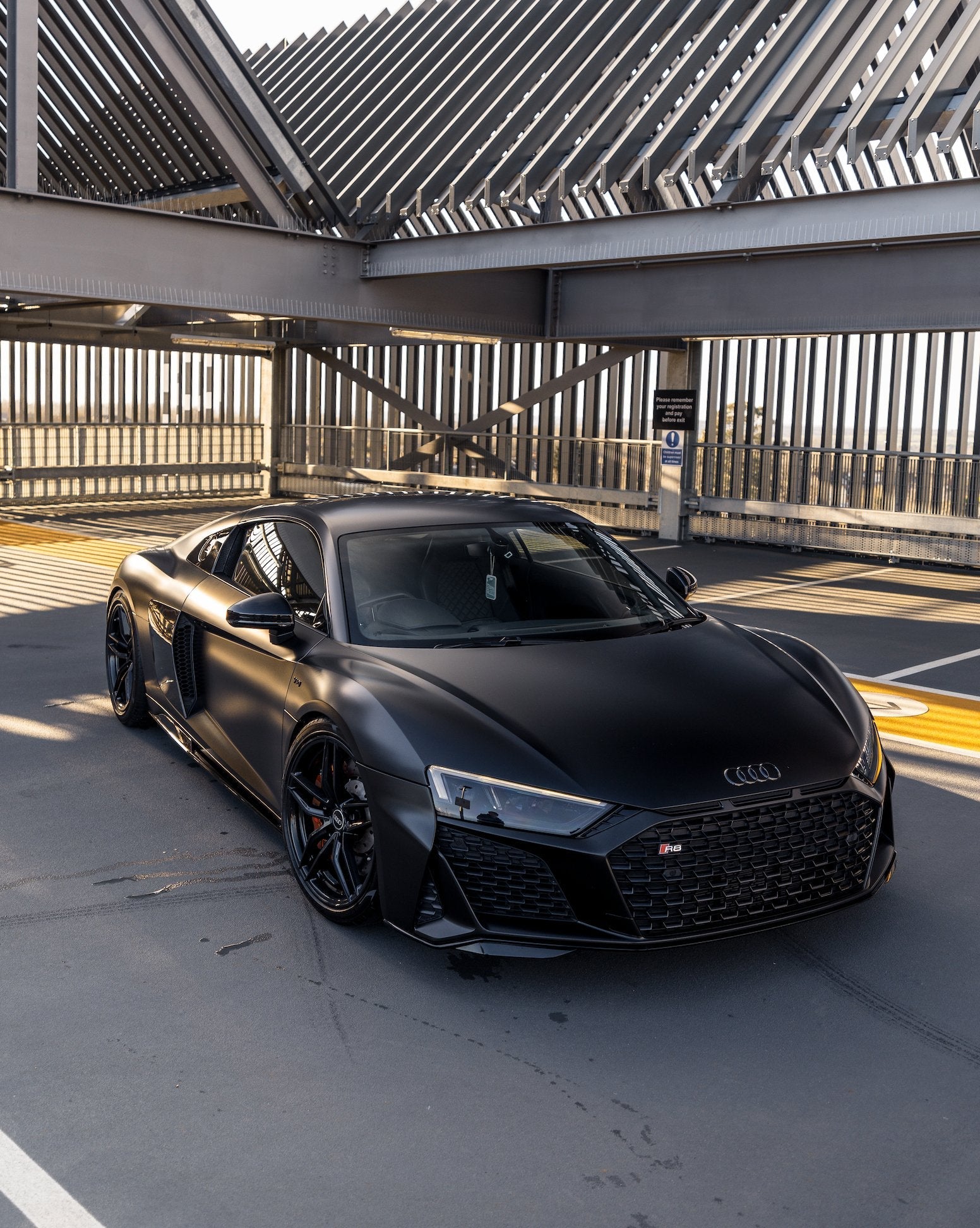 Audi R8 Gen 2 (4S) Black Rings Blackout Emblem Set - Front Grille & Re