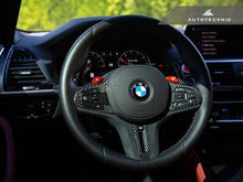 Load image into Gallery viewer, Autotecknic Carbon Fibre (Fiber) &amp; Alcantara Steering Wheel Trim for BMW X3M F97 &amp; X4M F98 (2019+) - 2x2 3K Twill, OEM Fit
