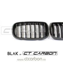 Load image into Gallery viewer, BMW F15 &amp; F16 X5 &amp; X6 SINGLE SLAT BLACK GRILLES- BLAK BY CT CARBON
