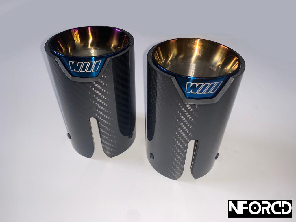 Pair of Blue BMW Exhaust tips for BMW's with a twin exit