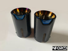 Load image into Gallery viewer, Pair of Blue BMW Exhaust tips for BMW&#39;s with a twin exit
