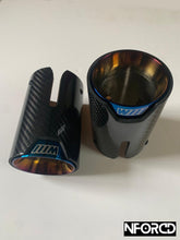 Load image into Gallery viewer, Pair of Blue BMW Exhaust tips for BMW&#39;s with a twin exit
