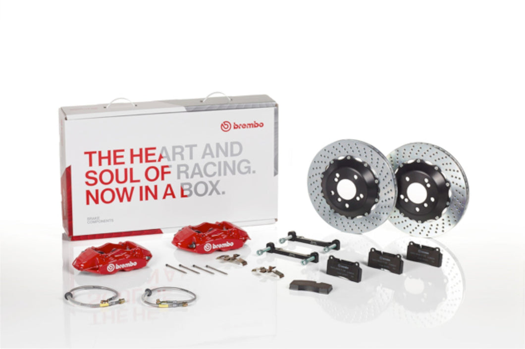 Brembo GT Rear Big Brake Conversion Kit – 4-Pot Monoblock Calipers, 345mm x 28mm Two-Piece Drilled Discs – BMW M3 E90/E92/E93 (E9X) – Part 2P1.8033A