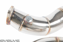 Load image into Gallery viewer, Evolve Catless Turbo Downpipes (Decat) for BMW N54 1 Series 135i, 1M, 3 Series 335i – 3-inch T301 Stainless, Faster Spool &amp; Power Gains – Track/Off-Road Use Only
