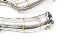 Load image into Gallery viewer, Evolve S58 Catless/Decat Turbo Downpipes for BMW G80 G81 M3, G82 G83 M4, G87 M2 - 3.5in 304 Stainless, TIG Welded, Back Purged - Non CEL with Leib CAN MIL Delete-R
