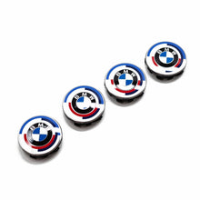 Load image into Gallery viewer, Genuine BMW M Performance 50 Years of M Wheel Centre Caps 56mm (5x112) - OEM Set of 4 Hub Caps/Wheel Badges - Part 36125A57484
