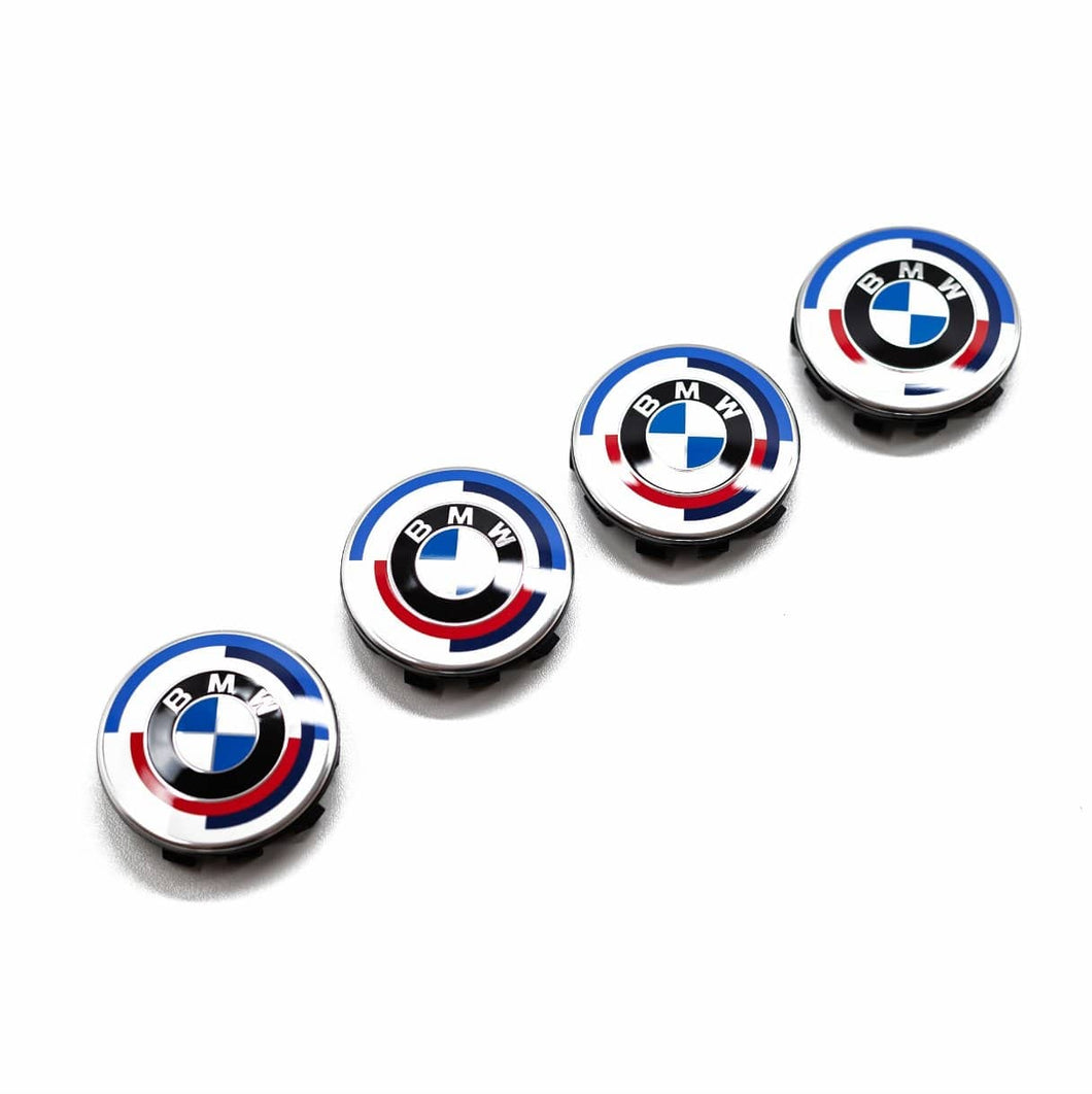 Genuine BMW M Performance 50 Years of M Wheel Centre Caps 56mm (5x112) - OEM Set of 4 Hub Caps/Wheel Badges - Part 36125A57484