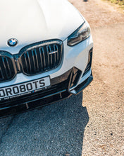 Load image into Gallery viewer, Gloss Black Competition Style Front Splitter / Lip Spoiler for BMW iX3 M Sport, X3 LCI G01 &amp; X4 LCI G02 (2021+) - 3-Piece ABS
