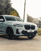 Load image into Gallery viewer, Gloss Black Competition Style Front Splitter / Lip Spoiler for BMW iX3 M Sport, X3 LCI G01 &amp; X4 LCI G02 (2021+) - 3-Piece ABS
