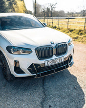 Load image into Gallery viewer, Gloss Black Competition Style Front Splitter / Lip Spoiler for BMW iX3 M Sport, X3 LCI G01 &amp; X4 LCI G02 (2021+) - 3-Piece ABS
