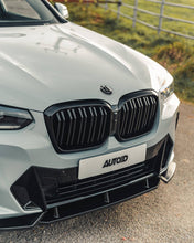 Load image into Gallery viewer, Gloss Black Competition Style Front Splitter / Lip Spoiler for BMW iX3 M Sport, X3 LCI G01 &amp; X4 LCI G02 (2021+) - 3-Piece ABS
