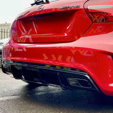 Load image into Gallery viewer, AMG Style Gloss Black Rear Diffuser with Exhaust Tips for Mercedes Benz W176 A Class 13-18
