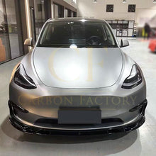 Load image into Gallery viewer, Competition Style Gloss Black Front Splitter for Tesla Model Y 19-24
