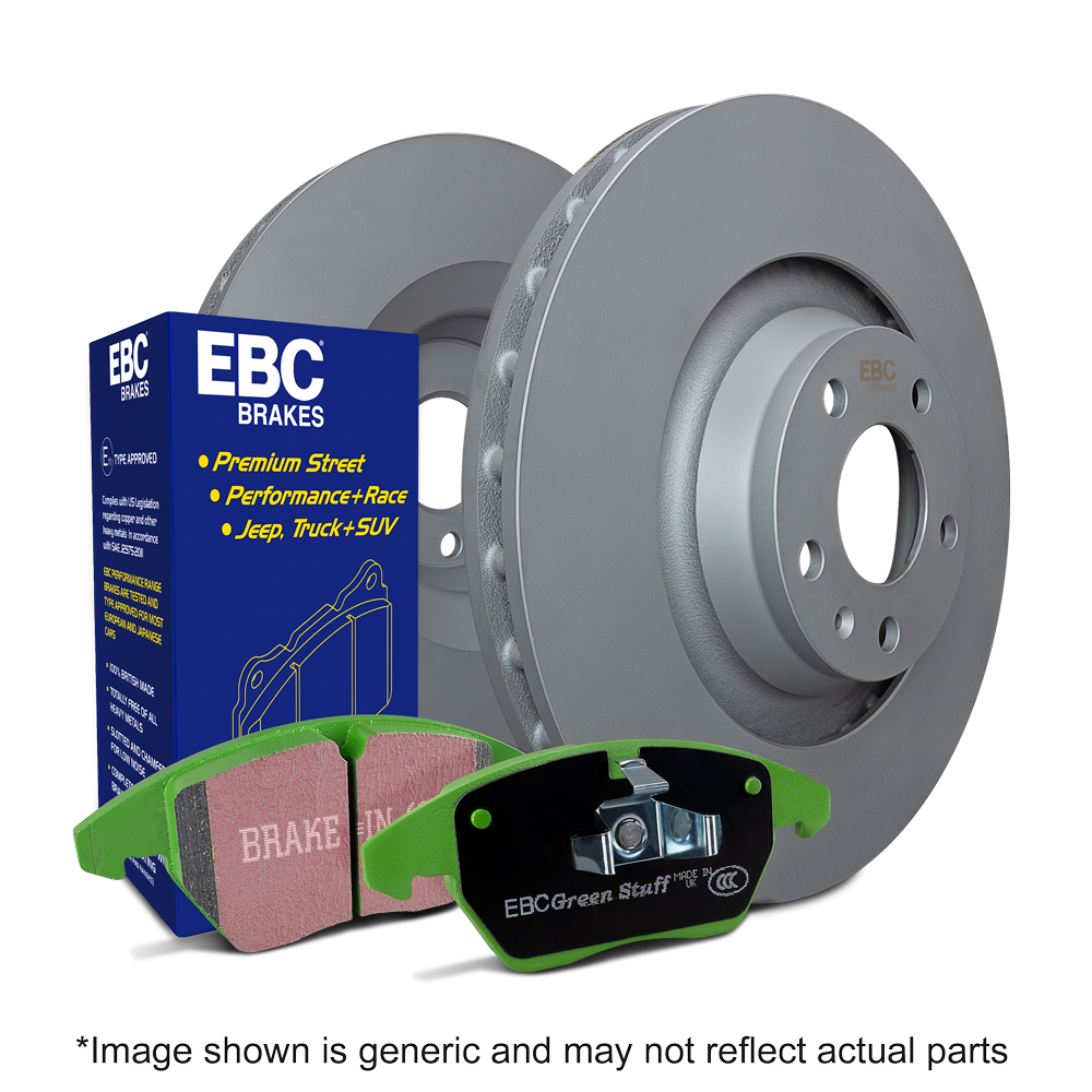 EBC Brakes BMW 5 Series E60/E61 Front Performance Brake Discs & Pads Kit - Greenstuff 2000 + USR Slotted - ATE Calipers - 520i 523i 525i - PD06KF107 (DP21493/USR1244)