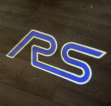 Load image into Gallery viewer, V2 LED RS Logo Puddle Lights for MK2 &amp; MK3 Focus RS – Blue &amp; White | Plug &amp; Play
