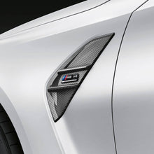 Load image into Gallery viewer, BMW M3 G80/G81 (2021+) M Performance Carbon Fibre/Carbon Fiber Air Breather Side Vent Fender Trims - Pre-Preg 2x2 Twill, Left &amp; Right Pair with M3 Badge
