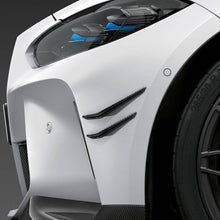 Load image into Gallery viewer, BMW M3 M4 M Performance Carbon Fibre Side Flicks Canards (G8X: G80 G81 G82 G83, 2021+) - Pre-Preg 2x2 Twill Front Bumper Aero Fins Pair
