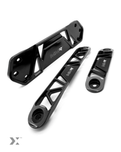 Load image into Gallery viewer, MMX MINI F56 3-Piece Complete Underbody Chassis Brace Kit - Billet T-6061 Aluminium, Gloss Black - Fits Cooper, Cooper S &amp; JCW (2014+) - Improves Rigidity &amp; Exhaust Clearance
