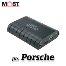 Load image into Gallery viewer, Mr12Volt P600 Porsche MOST Fibre Optic Bluetooth Adapter for PCM 2.0/2.1, CDR23/CDR24 - Hands-Free Calling &amp; Music Streaming - Fits 911 996/997, Boxster, Cayman, Cayenne - OEM Integration, USB/SD/AUX, BOSE Compatible
