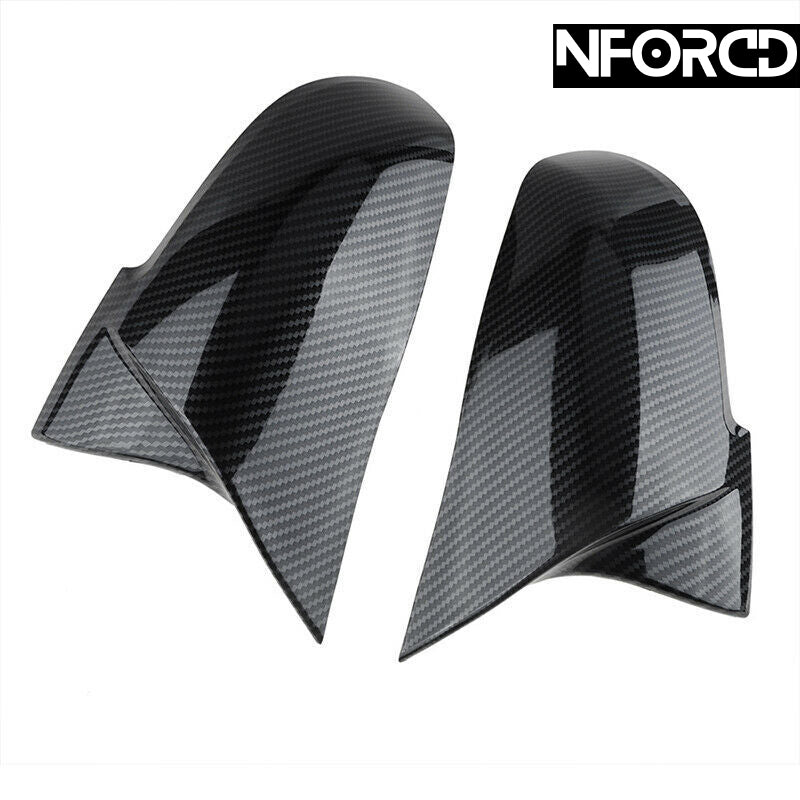 Black Carbon Fiber Look Wing Mirror Cover Caps For BMW 1 Series F20 F21
