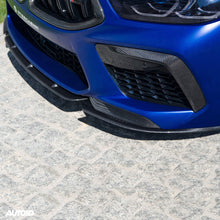 Load image into Gallery viewer, Sterckenn Pre-Preg Carbon Fibre 3-Piece Front Lip Splitter for BMW M8 &amp; M8 Competition (2019+, F91 F92 F93) - 2x2 Twill, OEM Fitment
