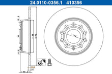 Load image into Gallery viewer, ATE 24.0110-0356.1 Brake Disc Rotor - Solid, Coated, 272mm x 9.7mm, 9-Hole - Includes Bolts/Screws
