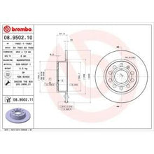 Load image into Gallery viewer, Genuine Brembo Coated Disc Line Brake Disc Rotor 08.9502.11 – Solid, Coated, 253mm x 10mm, 5-Hole, With Bolts/Screws, OE Replacement
