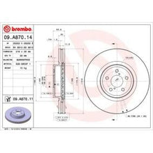 Load image into Gallery viewer, Brembo 09.A870.11 Coated Disc Line Brake Disc (Rotor) 316x30mm, Internally Vented, Anti-Corrosion Coated, 5-Stud OE Replacement
