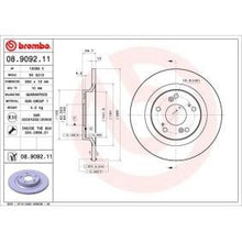 Load image into Gallery viewer, Brembo 08.9092.11 Brake Disc for Honda S2000 (AP1/AP2) 1999-2009 - Solid 282mm, Anti-Corrosion Coated, 5-Stud, Includes Bolts/Screws - OEM Replacement Brake Rotor
