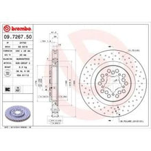 Load image into Gallery viewer, Brembo 09.7267.50 Brake Disc/Rotor 330mm for Ferrari 360 Modena - Drilled &amp; Vented High-Carbon 5-Hole

