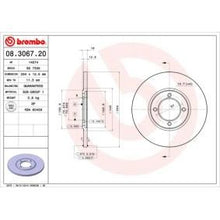 Load image into Gallery viewer, Genuine Brembo 08.3067.20 Solid Brake Disc/Brake Rotor for Toyota Celica – 254mm, 4-Hole, 12.5mm Thickness, OE-Quality Replacement
