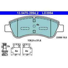 Load image into Gallery viewer, ATE Ceramic Brake Pad Set 13.0470-3994.2 for Bosch Calipers | Low Dust, Quiet | With Caliper Screws &amp; Accessories | No Wear Sensor
