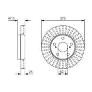 BOSCH 0 986 479 U79 Brake Disc - Vented (Ventilated), Oiled - 275mm x 25mm, 5 Stud/5 Hole, Front/Rear (0986479U79) Replacement Brake Rotor