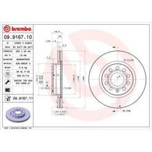 Load image into Gallery viewer, Genuine Brembo Coated Disc Line 09.9167.11 Brake Disc Rotor - Internally Vented, High Carbon, Coated - 280mm x 22mm, 5-Bolt - Includes Bolts/Screws
