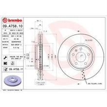 Load image into Gallery viewer, Brembo Coated Disc Line 09.A758.11 Brake Disc - High Carbon, Internally Vented, Anti-Corrosion Coated, 320mm x 30mm, 5-Stud - Includes Bolts/Screws
