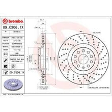 Load image into Gallery viewer, Brembo 09.C306.1X Drilled/Perforated &amp; Vented High-Carbon Coated Brake Disc (Rotor) 340mm x 30mm - With Bolts &amp; Screws
