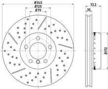 Load image into Gallery viewer, HELLA PRO 8DD 355 120-221 Brake Disc (8DD355120-221) | Internally Vented, Perforated/Drilled, Coated | 299mm x 20mm OE Quality Brake Rotor
