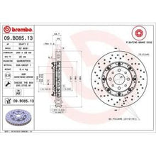 Load image into Gallery viewer, Brembo 09.B085.13 Two-Piece Floating Brake Disc Rotor for Abarth 500/595/695 - 305mm x 28mm, Drilled &amp; Vented, Coated - Includes Bolts/Screws
