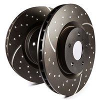 EBC Brakes USR Series Rear Slotted Brake Discs (Pair) for BMW 5 Series F07 F10 F11, 6 Series F06 F12 F13, 7 Series F01 F02 - ATE Rear Caliper - Thermic Black - Fits 535i 550i 640i 650i 730i 740i - USR1819R