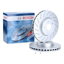 Load image into Gallery viewer, Bosch 0 986 479 408 Brake Disc Rotor 322mm x 32mm, Drilled/Perforated, Vented, Coated High-Carbon, 5-Bolt, OE Quality, Includes Bolts/Screws (0986479408)
