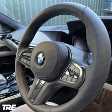 Load image into Gallery viewer, TRE Pre-Preg Carbon Fibre Steering Wheel Trim Accent for BMW M Sport Models (2018+, F40 F44 G20 G21 G42 G30)
