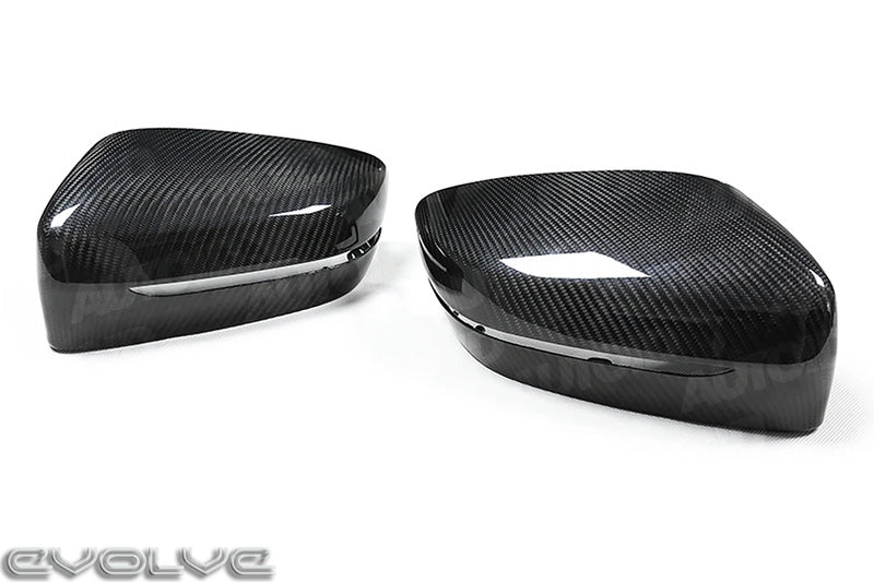 TRE Dry Pre-Preg Carbon Fibre Wing Mirror Covers (Replacement Caps) for BMW G20 G21 3 Series, G22 G23 G26 4 Series, G30 G31 5 Series, G32 6 Series GT, G14 G15 G16 8 Series – 2x2 Twill OEM-Style