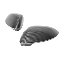 Load image into Gallery viewer, VW Golf Mk8/Mk8.5 GTI &amp; R Pre-Preg Carbon Fibre Wing Mirror Caps/Covers by TRE – 2x2 Twill Gloss, OEM Fit Direct Replacement, Lane Assist Compatible (2019+)
