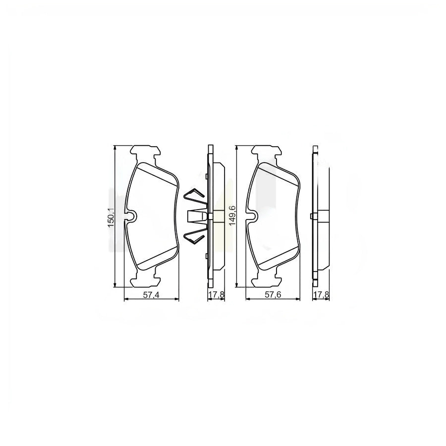 Bosch 0986495276 Brake Pad Set BP1582 with Anti-Squeak Plates & Piston Clip for BMW 1 Series E87 & 3 Series E90 (120d 120i 316i 318d 318i 320i) Replaces 0 986 495 276