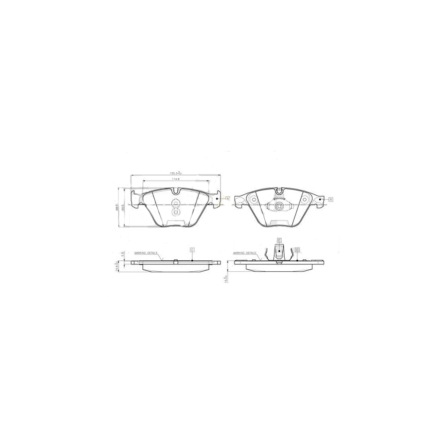 Bosch 0986Tb3134 Brake Pad Set Excl. Wear Warning Contact