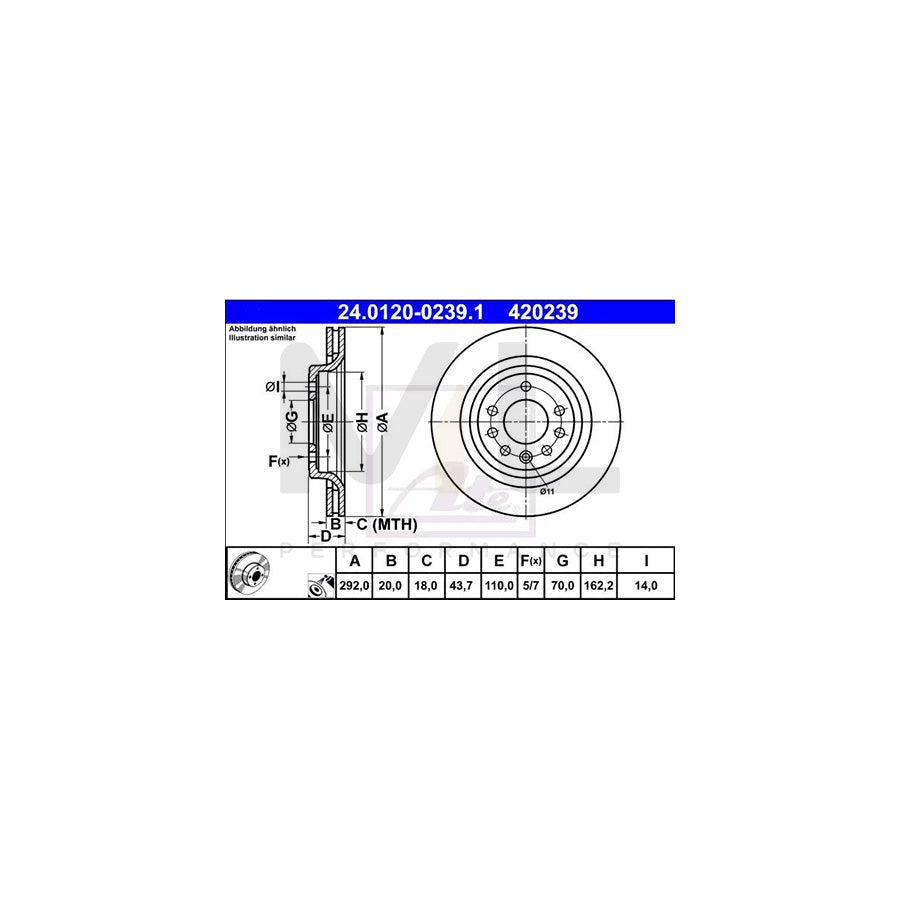 ATE 24.0120-0239.1 Brake Disc for SAAB 9-3 Vented, Coated